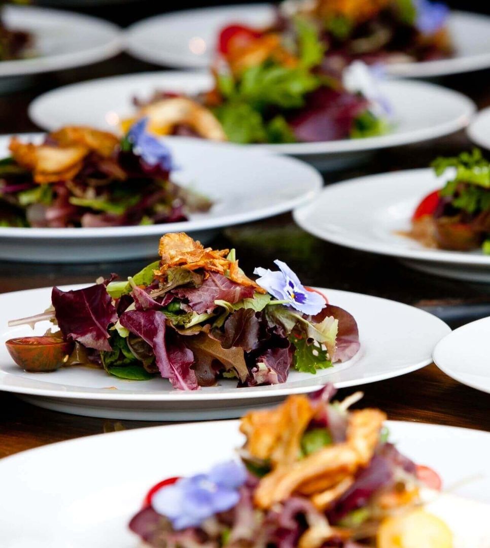 Angerichtete Teller mit Salat